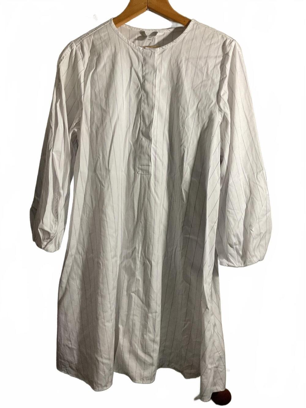 BR XS White and Lavender Cotton Striped Shirt Dress - Picture 2 of 10